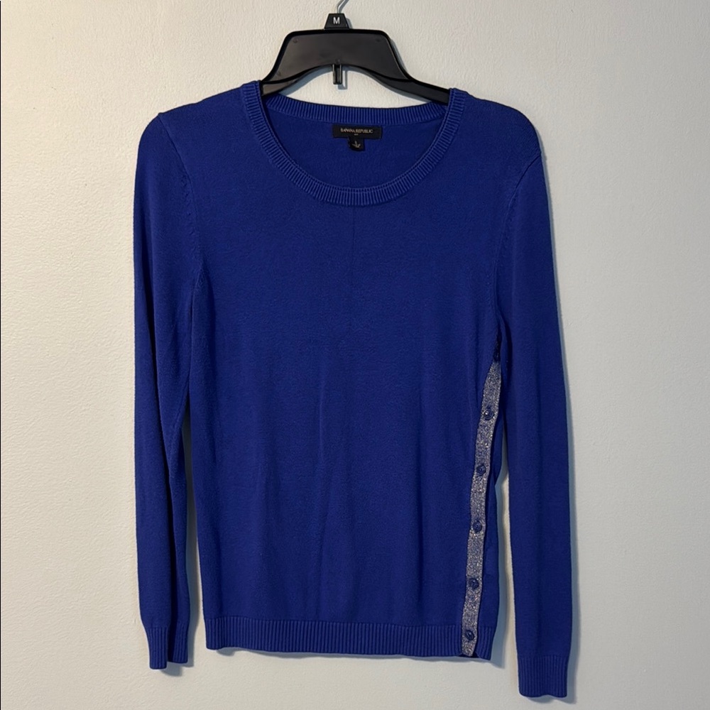 Banana Republic Blue Long Sleeve Fitted Crew Neck Sweatshirt